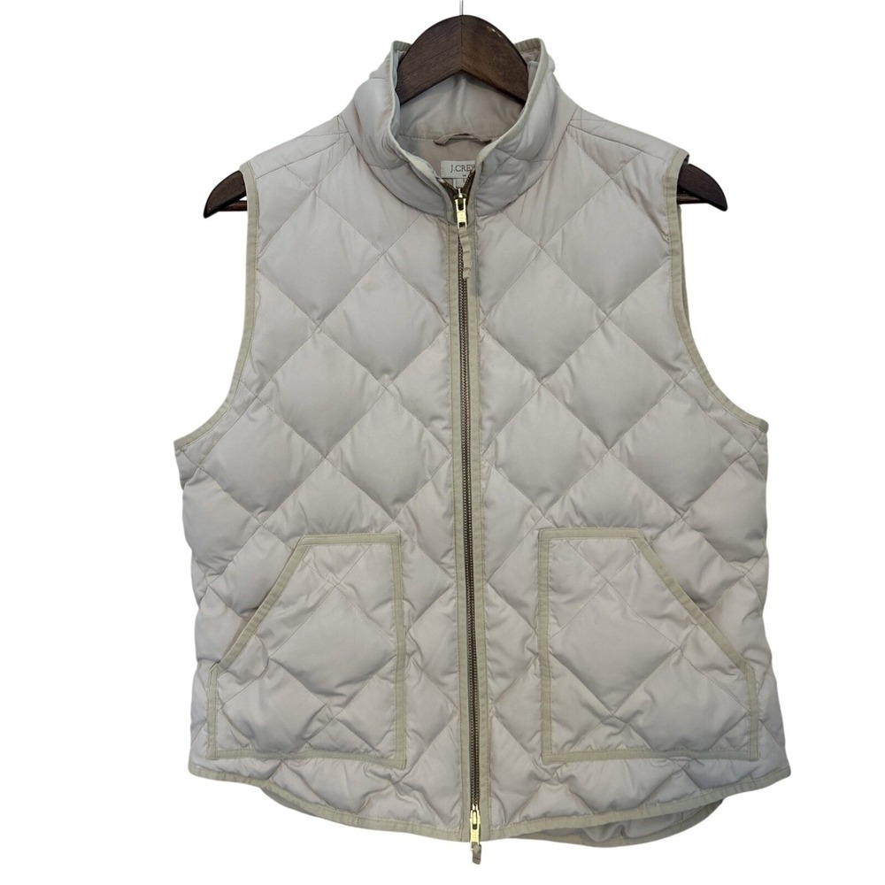 J. Crew Factory Quilted Puffer Vest in Light Beige/Cream